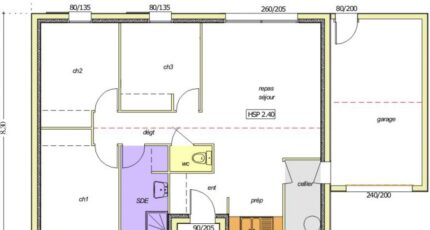 Avant projet BOURNEZEAU 72m² - 3 chambres 2498-255517_eole-3-chambres-et-garage.jpg - LMP Constructeur