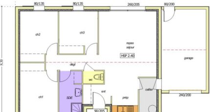 Avant-projet ST PHILBERT DE BOUAINE 93 m² - 3 cham 2497-255511_eole-3-chambres-et-garage.jpg - LMP Constructeur