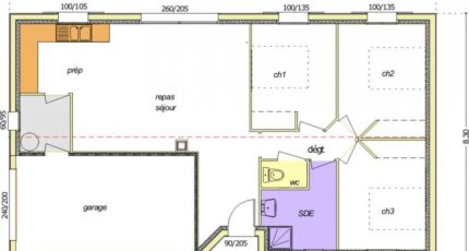 Avant-Projet FONTENAY LE COMTE - 80 m² - 3chambres 2492-255487_bouleau-3ch-garage-a-gauche-en-pigon.jpg - LMP Constructeur