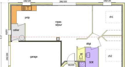 Avant Projet LA TRANCHE SUR MER - 75 m² - 2 chambr 2491-255473_bouleau-2ch-garage-a-gauche-en-pignon.jpg - LMP Constructeur