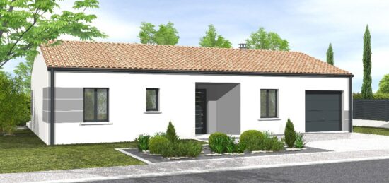 Plan de maison Surface terrain 75 m2 - 3 pièces - 3  chambres -  avec garage 