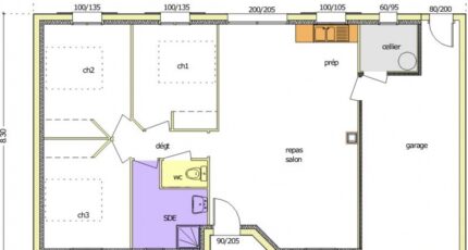Avant-projet MARANS - 80 m² - 3 chambres 2490-255466_bouleau-3ch-garage-a-droite.jpg - LMP Constructeur