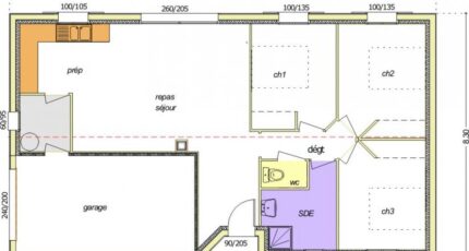 Avant-projet MARANS - 80 m² - 3 chambres 2490-255467_bouleau-3ch-garage-a-gauche-en-pigon.jpg - LMP Constructeur