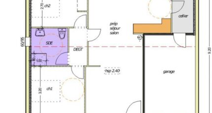 Avant-projet L'HERMENAULT - 70 m² - 2 chambres 2486-255377_premevere-nh-garage-a-droite-2-chambres.jpg - LMP Constructeur