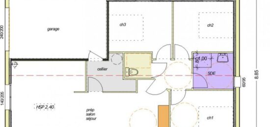 Plan de maison Surface terrain 70 m2 - 4 pièces - 4  chambres -  avec garage 