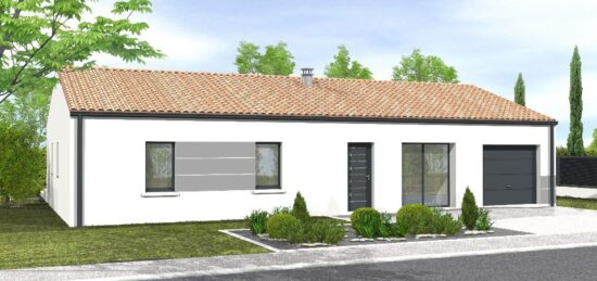 Plan de maison Surface terrain 70 m2 - 5 pièces - 4  chambres -  avec garage 