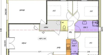 Avant-projet BOULOGNE - 84 m² - 3 chambres 2479-255284_premevere-garage-a-gauche-3-chambres-2.jpg - LMP Constructeur