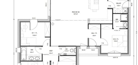 Plan de maison Surface terrain 120 m2 - 5 pièces - 4  chambres -  sans garage 