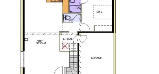 Plan de maison Surface terrain 91 m2 - 4 pièces - 3  chambres -  avec garage 