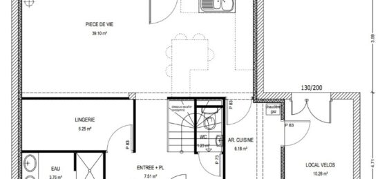 Plan de maison Surface terrain 110 m2 - 5 pièces - 3  chambres -  avec garage 