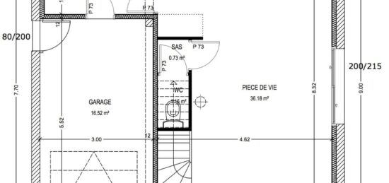 Plan de maison Surface terrain 90 m2 - 5 pièces - 3  chambres -  avec garage 