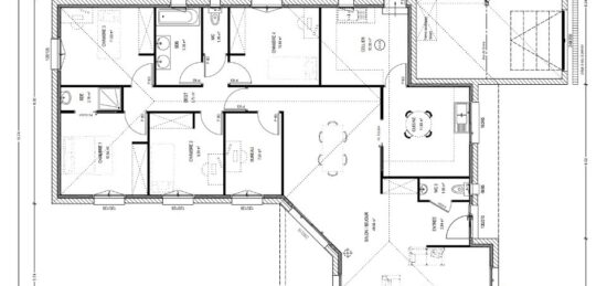 Plan de maison Surface terrain 130 m2 - 5 pièces - 4  chambres -  sans garage 