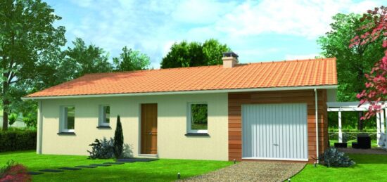 Plan de maison Surface terrain 76 m2 - 4 pièces - 3  chambres -  avec garage 