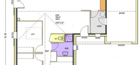 Plan de maison Surface terrain 90 m2 - 5 pièces - 3  chambres -  avec garage 