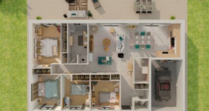 Plain-pied GI 4 ch _ CHAMBRE TWIN + 2 x SUITES PARENTALES 32190-4586modele620210611sKBRN.jpeg - LMP Constructeur