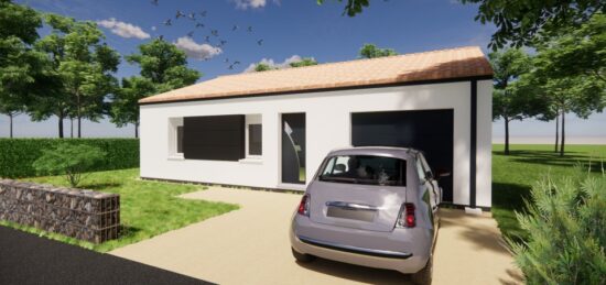 Plan de maison Surface terrain 62 m2 - 3 pièces - 2  chambres -  avec garage 