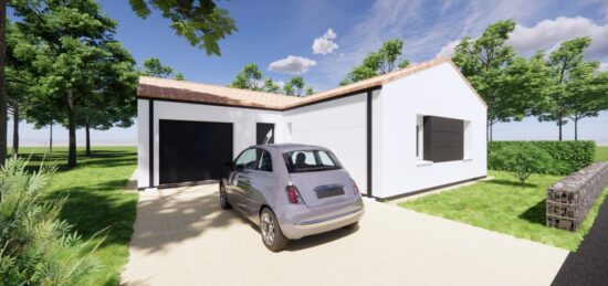 Plan de maison Surface terrain 80 m2 - 4 pièces - 3  chambres -  avec garage 