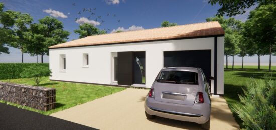 Plan de maison Surface terrain 84 m2 - 4 pièces - 3  chambres -  avec garage 