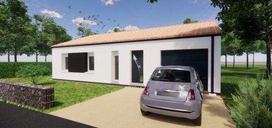 Plan de maison Surface terrain 80 m2 - 4 pièces - 3  chambres -  avec garage 