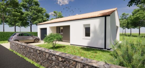 Plan de maison Surface terrain 100 m2 - 6 pièces - 4  chambres -  avec garage 